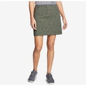 Eddie Bauer Womens 6 Adventurer 2.0 Skort Green Print Built-In Shorts